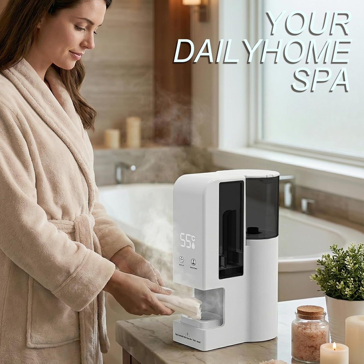 Face Towel Heater Machine - 5-Second Automatic Disposable Towel Warmer | 55℃ for Home Spa Treatments & Cleaning (Includes 80 Towels)