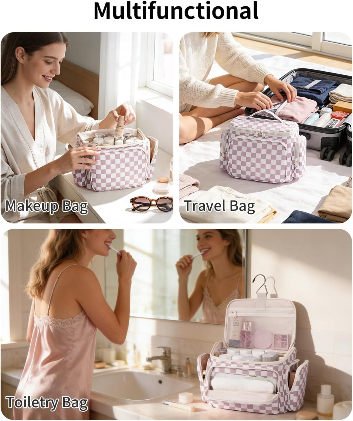 Hanging Travel Toiletry Bag for Women - Large Makeup Organizer with Multiple Pockets | Portable Bathroom Bag