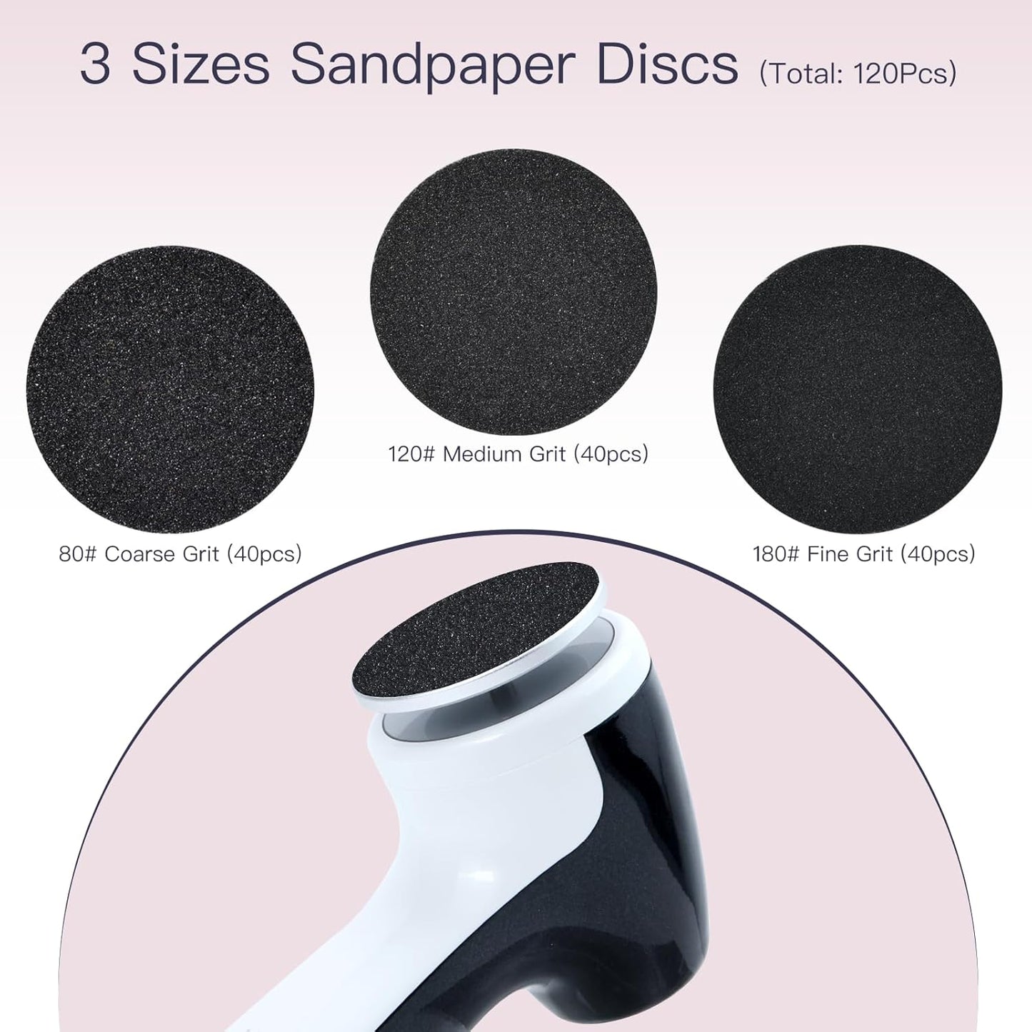 Rechargeable Electric Foot Callus Remover - 3-Speed Control, 120 Sandpaper Discs | Professional Foot File (E7 Black)