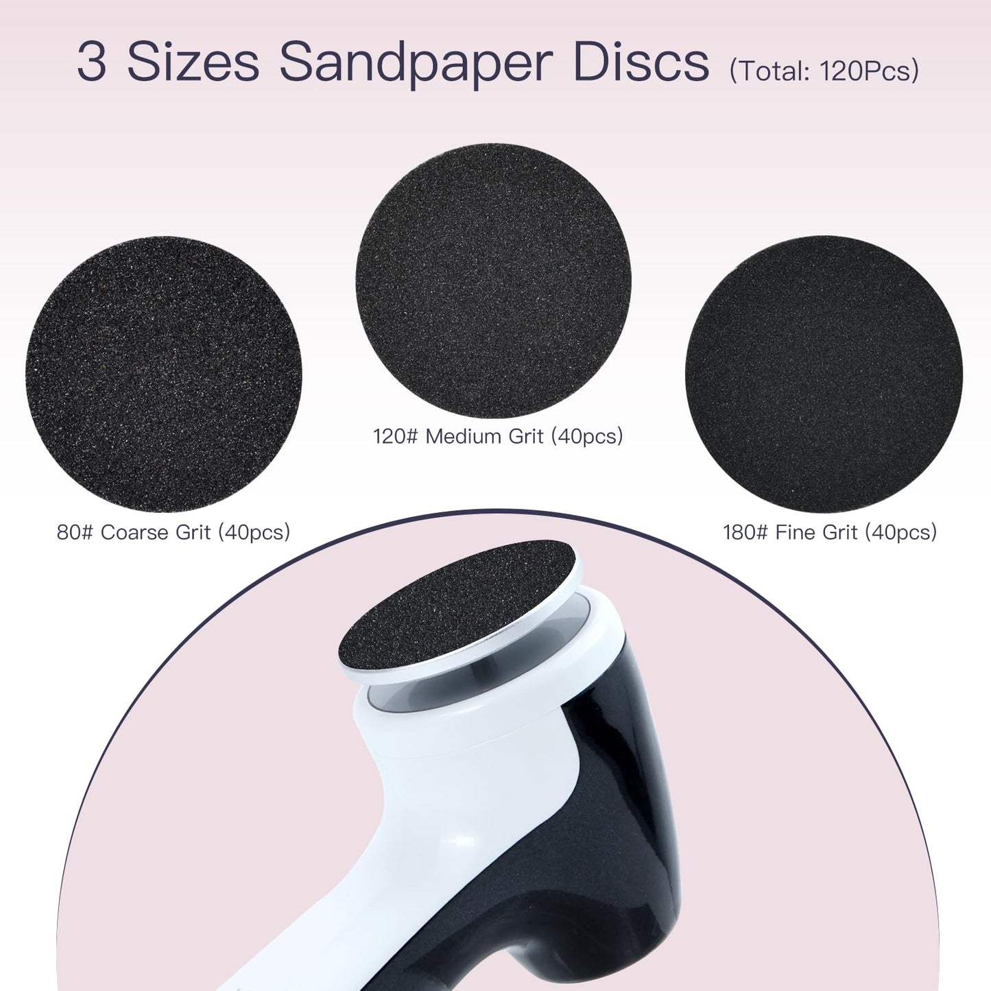 APRELM Rechargeable Electric Foot Callus Remover with 3-Sizes 120Pcs Sandpaper Discs, Professional 1000RPM 3-Speed Control Electric Foot File (E7 Black)