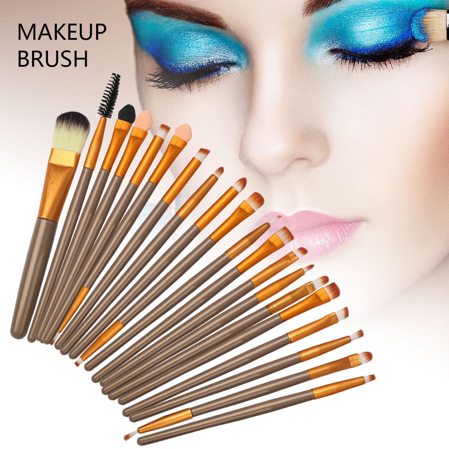 All-in-One Makeup Kit - 14 Colors Eyeshadow Palette, Liquid Foundation, Eyeliner & Brushes | 20-Piece Set for Women & Teens - Black