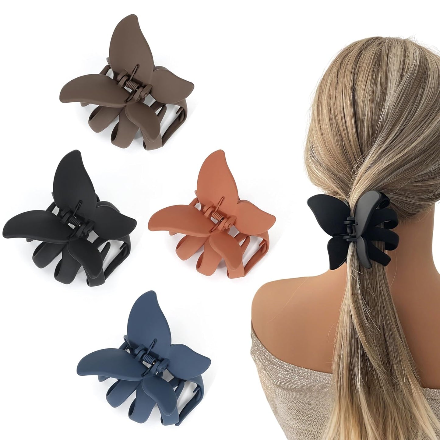 Big Hair Claw Clips - 5.1-Inch Jelly Clips for Long, Thick Hair | Set of 4