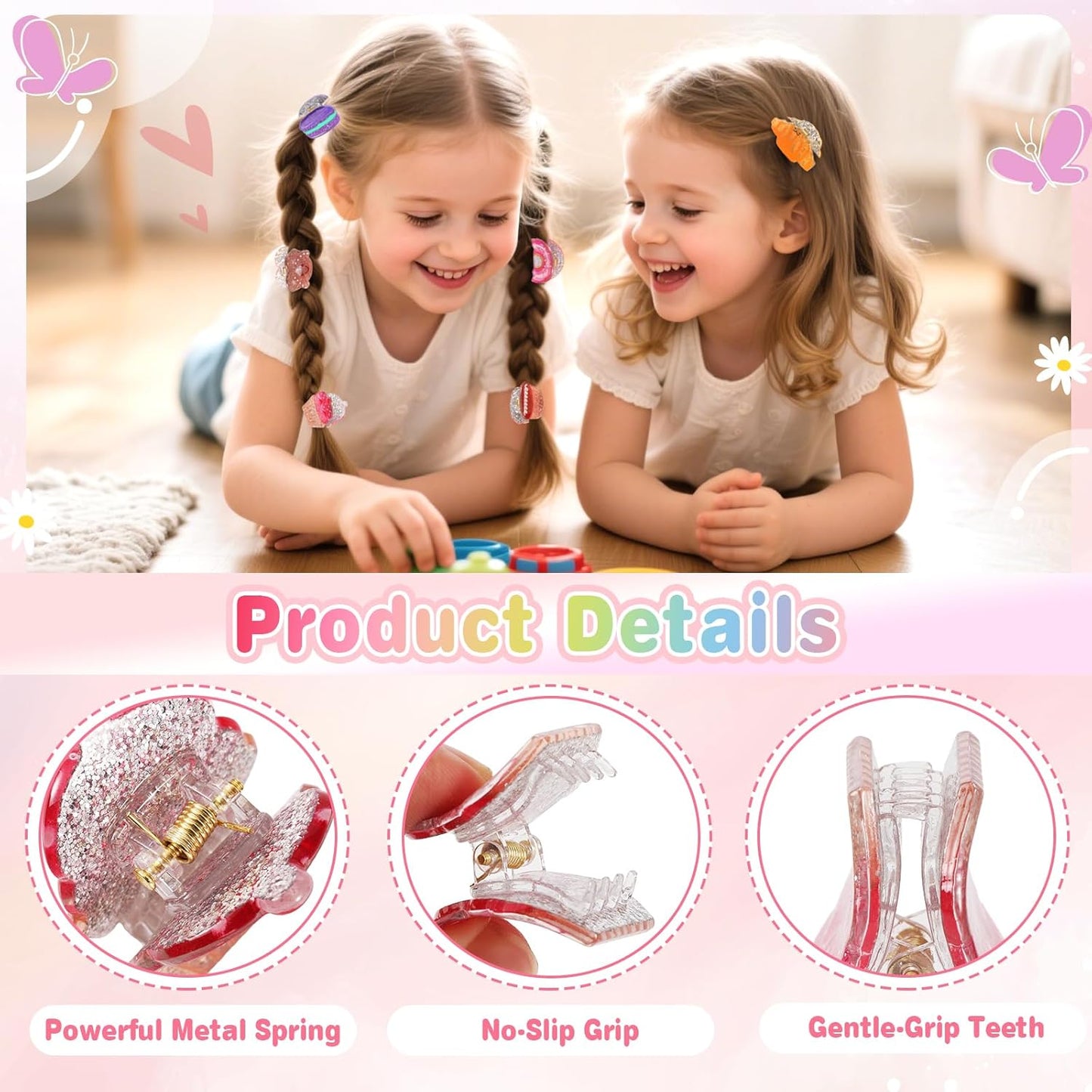 Baby Girls Hair Clips - 6 Pack Dessert Themed Claw Clip Set | Non-Slip Handmade Accessories for Stylish Toddler Hairstyles