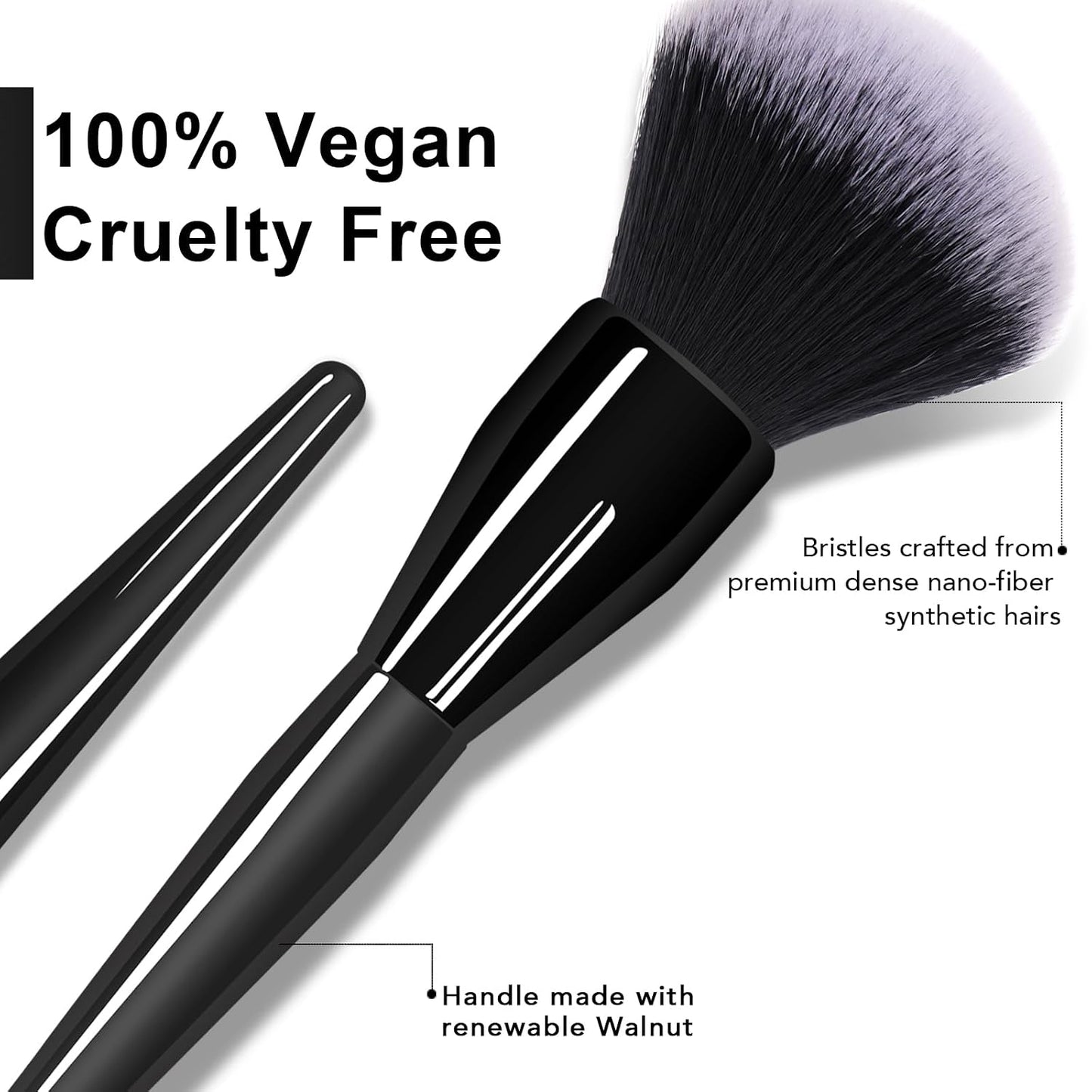 Large Powder Brush - Professional Makeup Tool for Flawless Blending | Vegan Cruelty-Free Bristles