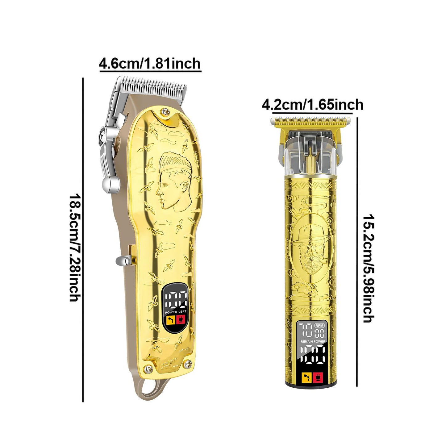 LQT Men’s Gold Hair Clippers, Cordless Professional Barber Clippers & Trimmers with LED Display, Long Runtime, Electric Grooming Kit for Haircuts & Beard Trimming,Gift for Husband, Father, Boyfriend