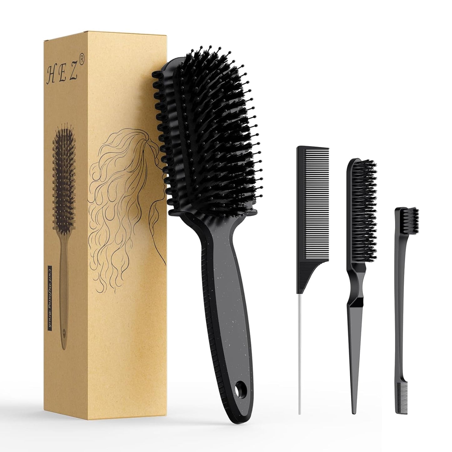 Curl Defining Brush - Curly Hair Styling Tool for Easy Combing & Shaping | Beige
