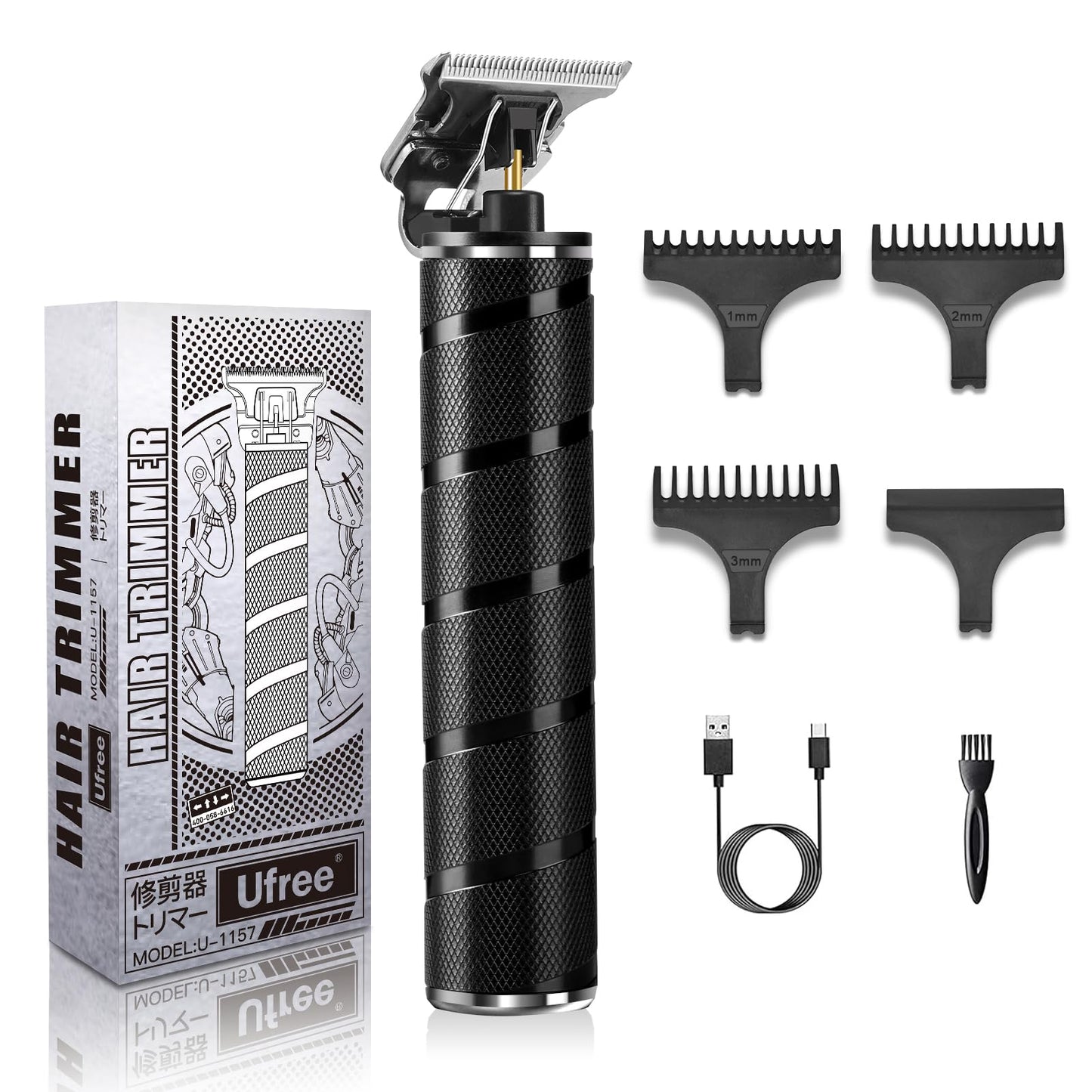 Ufree Hair Trimmer for Men, Beard Trimmer for Men Electric Razor Shavers Cordless Hair Clippers for Men, Zero Gapped T Blade Liners Grooming Hair Cutting Kit, Valentines Day Gifts for Men(Silver)
