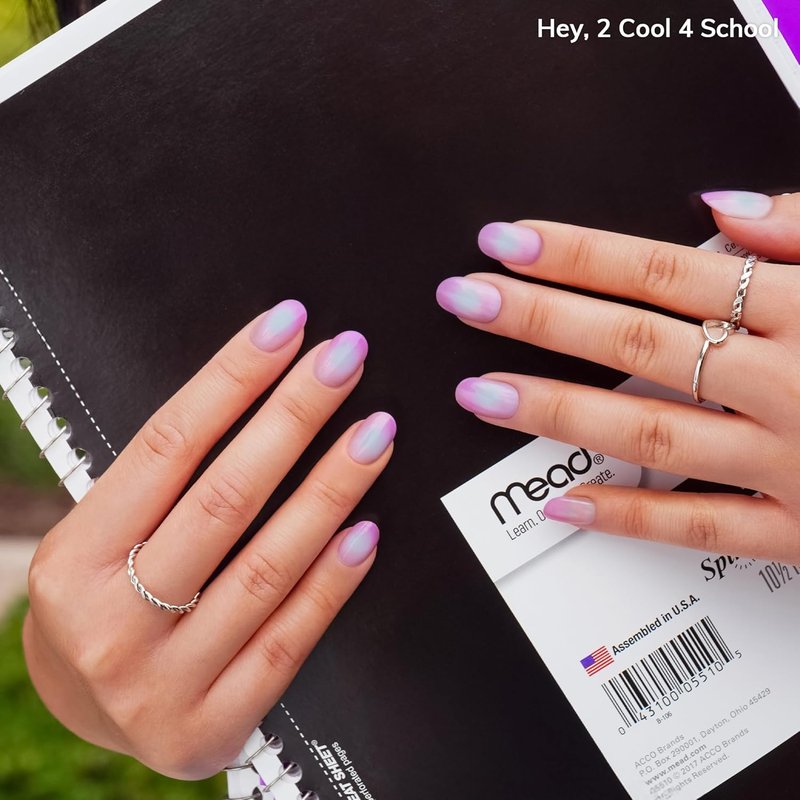 Semi Cured Gel Nail Strips - Aura Purple | Easy Apply & Remove, Salon Quality | 28 Strips, Prep Pads & Nail File Included