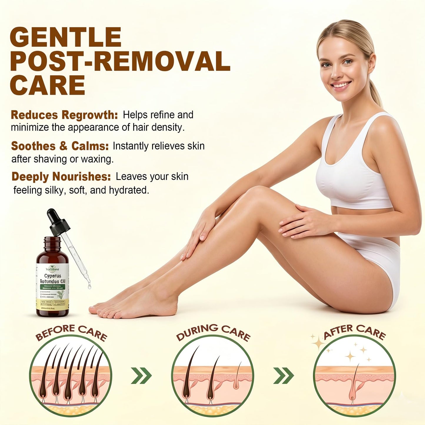 Verilune Cyperus Rotundus Oil, Natural Cyperus Rotundus Oil, Reduces Unwanted Hair Growth, Hydrating and Smoothing Skin Care Oil, Helps Refine the Look of Pores, 2.02 Fl Oz (60ml)