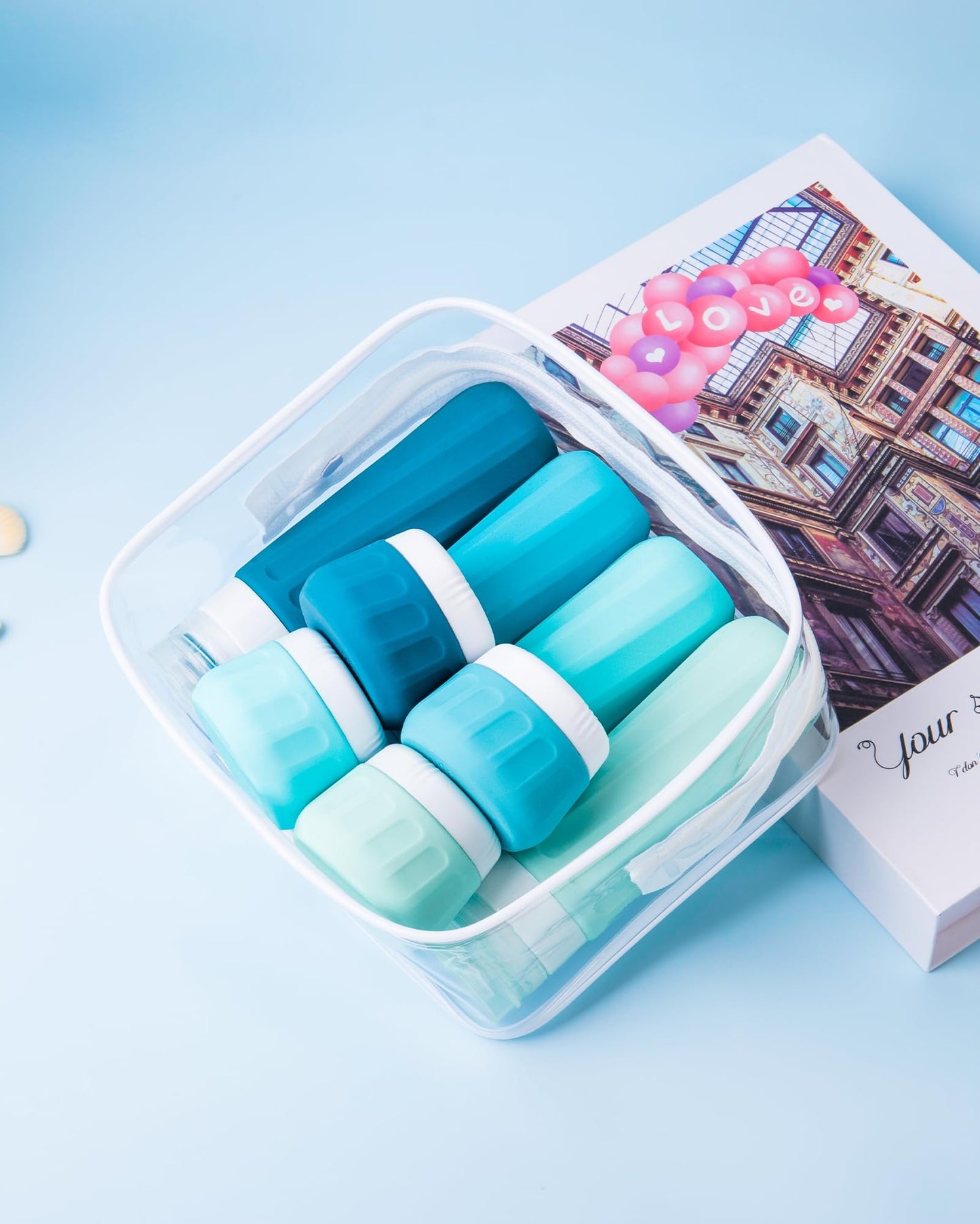 Mrsdry Travel Bottles for Toiletries, Travel Size Toiletries 10 Pack, Tsa Approved Travel Size Containers 3oz, with Travel Essentials Clear Bag, Leak Proof Silicone Squeezable Creams Jars