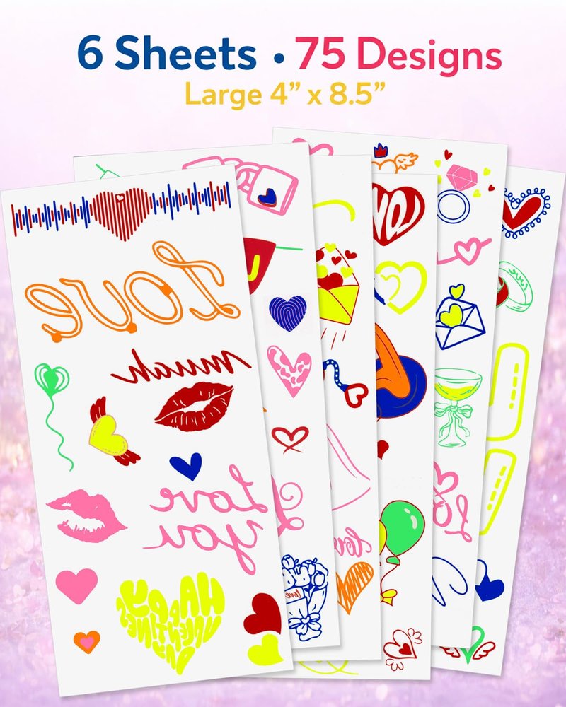 Bachelorette Temporary Tattoos - 75 Waterproof Heart & Cupid Designs | Bridal Shower & Party Favors