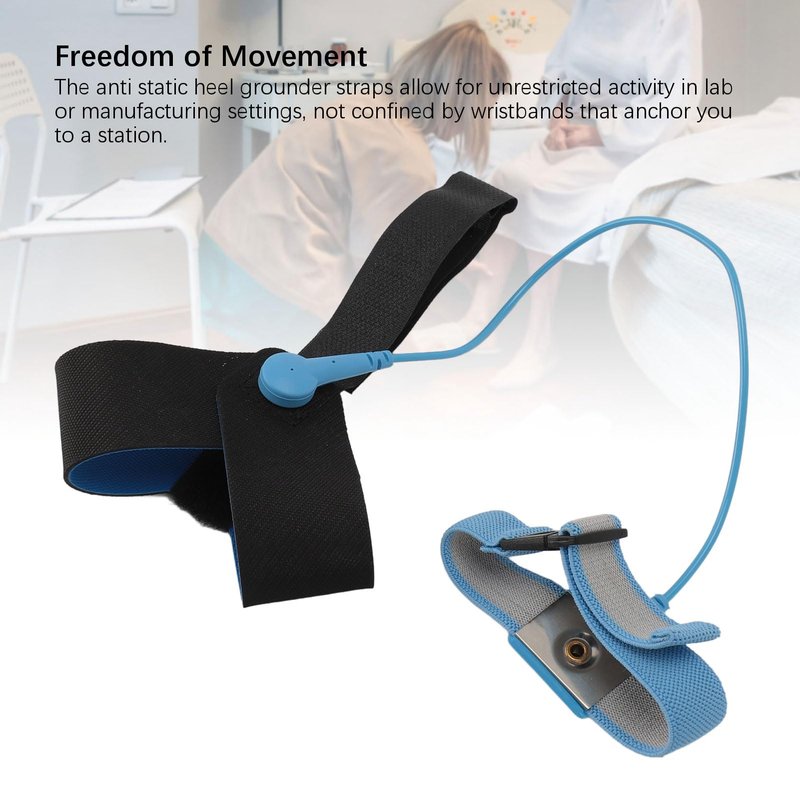 2 Pcs ESD One Size Fits All Anti Static Heel Grounder Straps, Adjustable ESD Shoes Straps with Buckle, Anti Static Foot Heel Straps for Grounding and Protecting Electronics Against Electric Shock