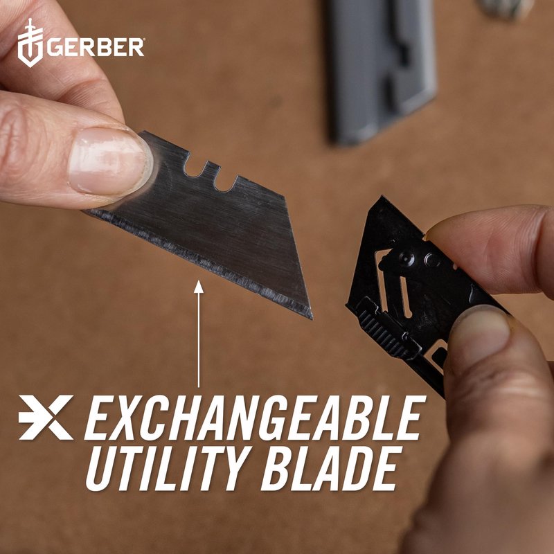Gerber Gear EAB Utility Knife, Clips to Pocket or Keychain with Replaceable Razor Blade for Everyday Carry, EDC Gear with Box Cutter Retractable, Mini Silver