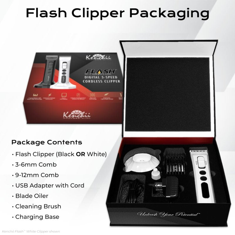 Kenchii Flash Dog Clippers for Grooming 4-in-1 Digital Cordless Cat & Dog Grooming Clipper for Pet Care, Precision Pet Grooming Trim, Shape, and Style Effortlessly, White