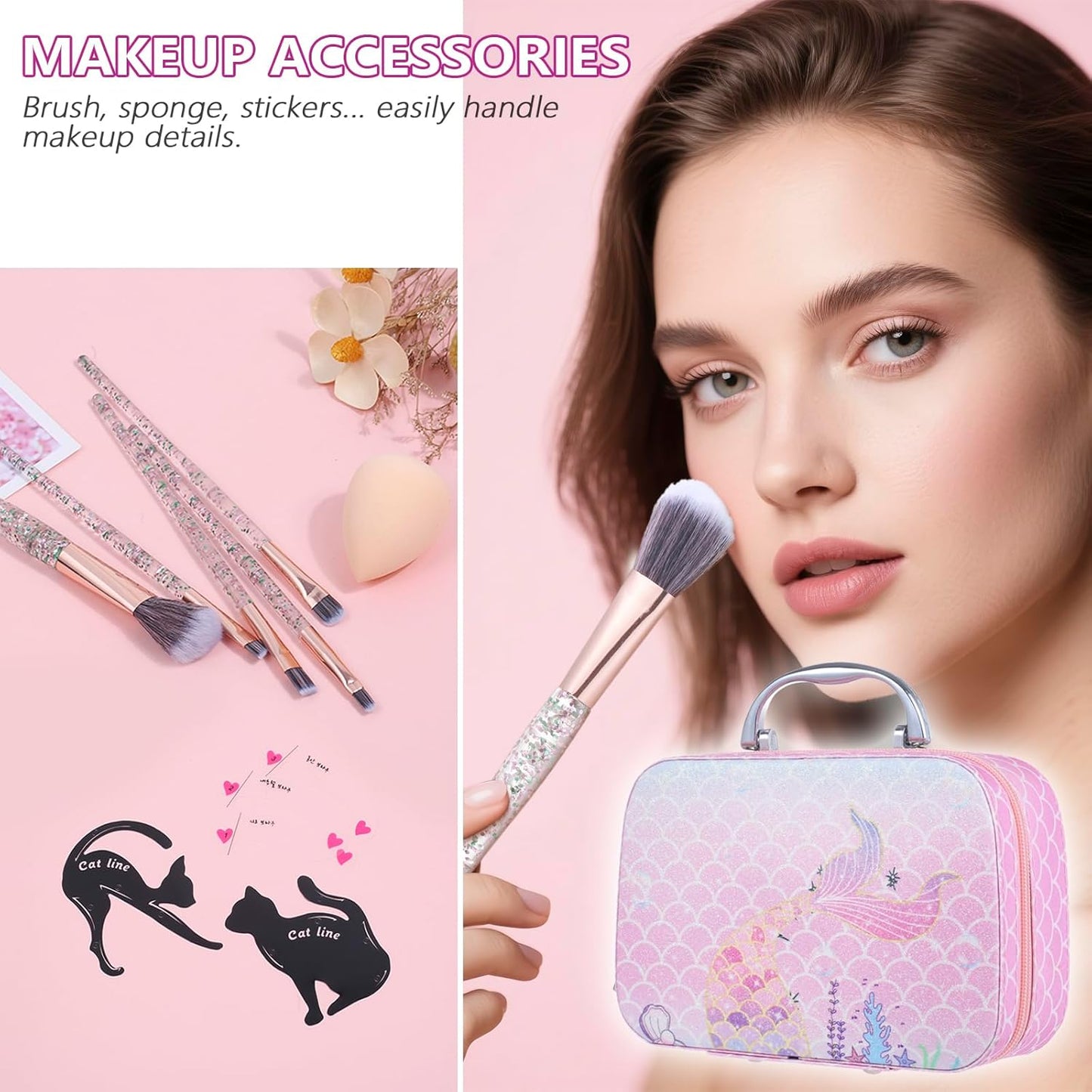 Makeup Kit for Teen Beginners - Complete Makeup Set with Eyeshadow Palettes, Foundation, Concealer & Brushes | 18 Colors