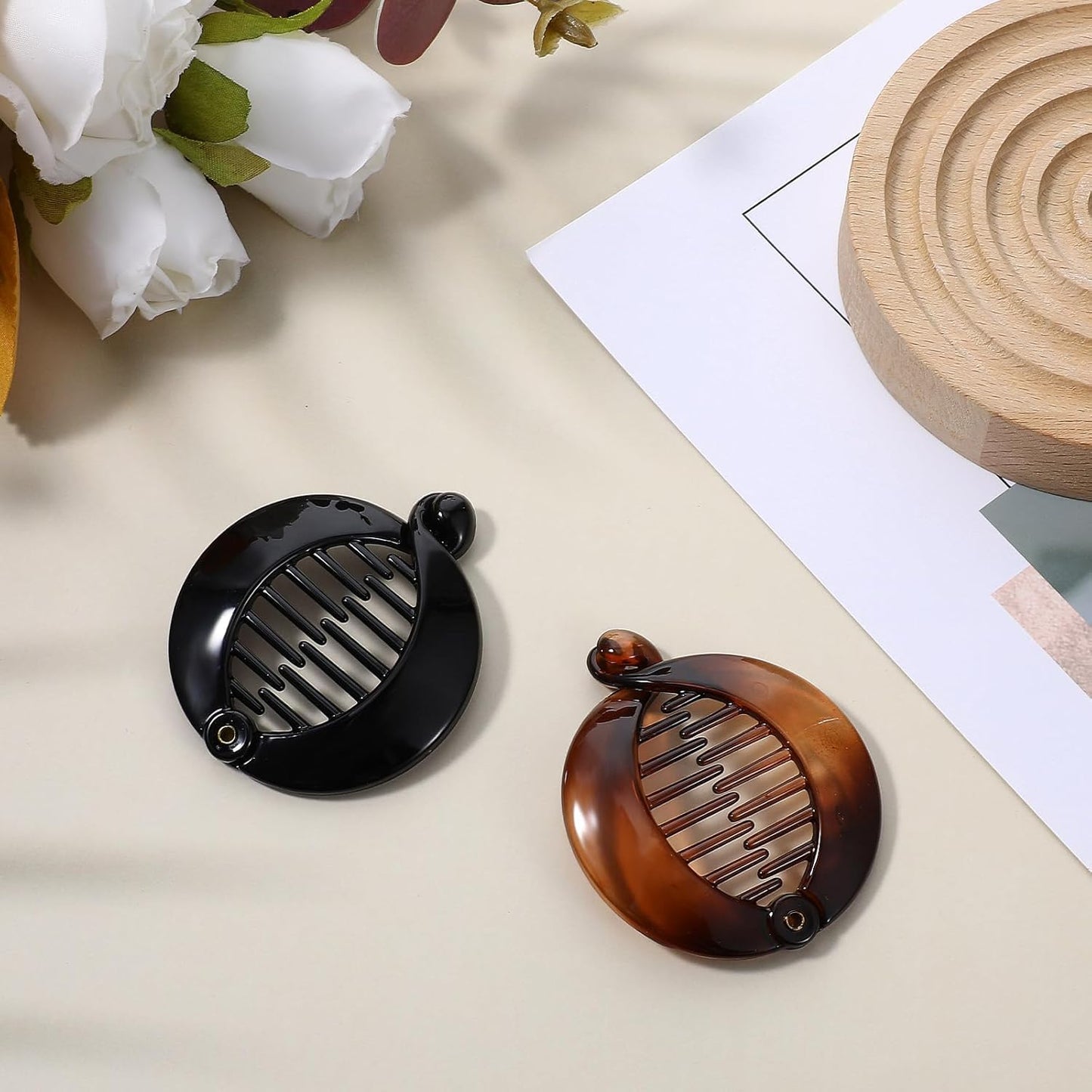 2 Pcs Round Hair Clip Small Banana Clip Plastic Fishtail