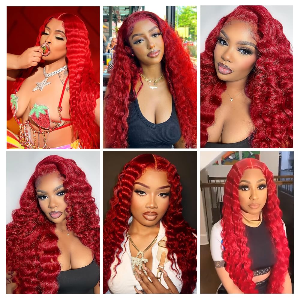 Red Human Hair Bundles Red Deep Wave Bundles 22 Inch Brazilian Virgin Burgundy Deep Wave Bundle Hair Extensions