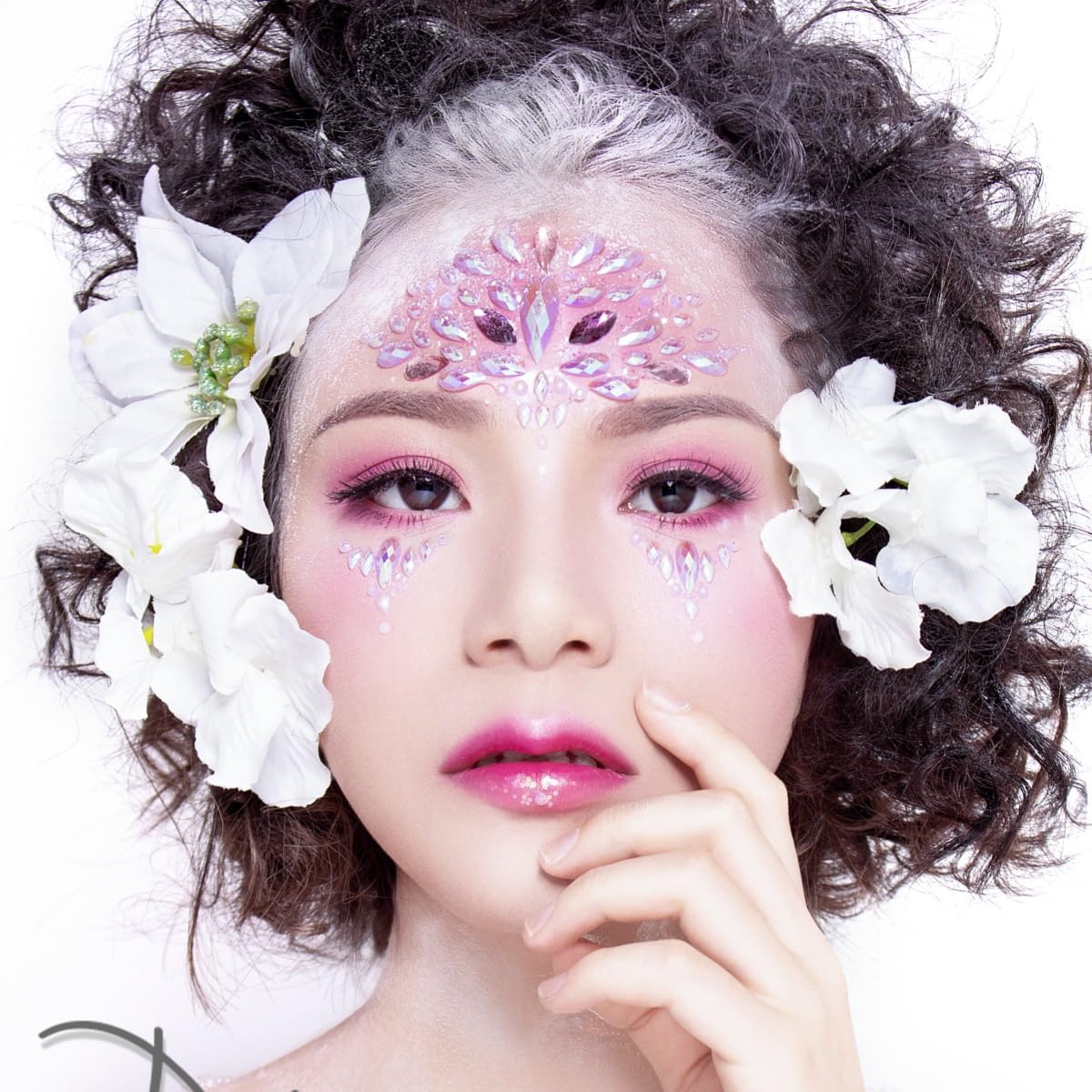 Pink Face Jewels - Rhinestone Stickers for Women | Temporary Makeup Gems for Festivals & Raves