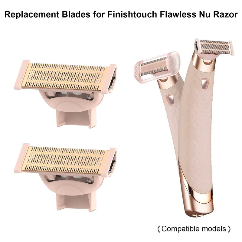 2PCS LinMei Nu Shaver Replacement Heads Compatible for Finishtouch Flawless Women Nu Razor with Bag, 2 Cleaning Brush