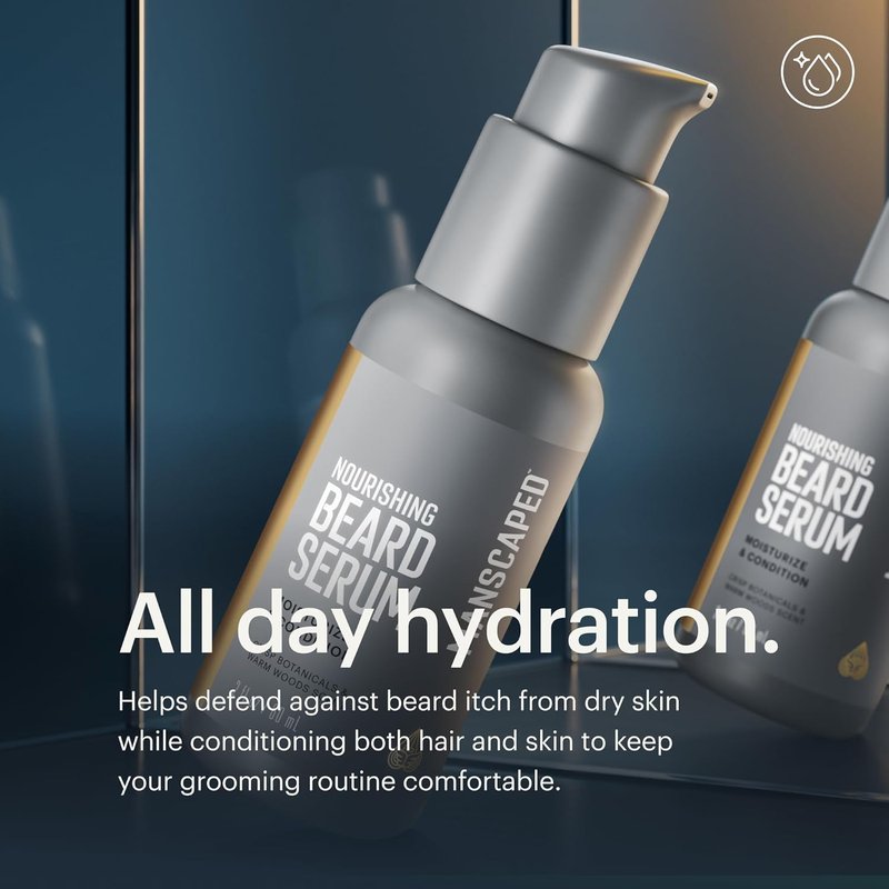 Nourishing Beard Serum - Hydrating Ceramide Complex with Argan & Castor Oils | Lightweight Conditioning, 2 oz.