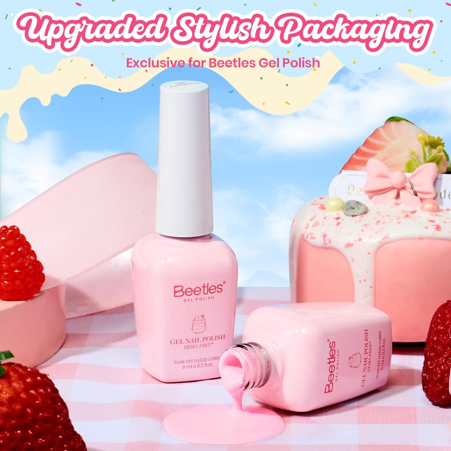 Beetles Pink Gel Polish, Strawberry Milk, Light Pink Gel Nail Polish