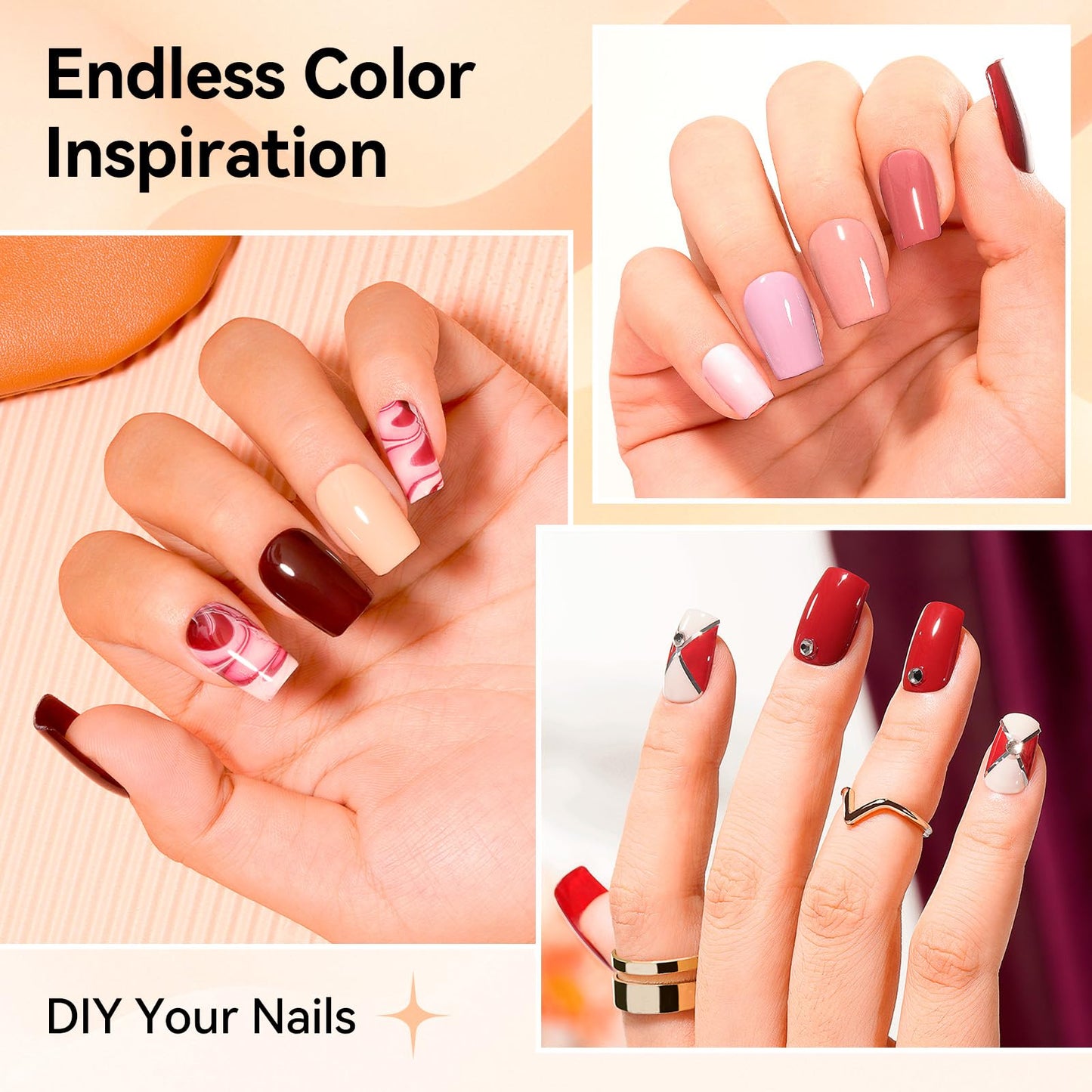 Nailshion Nude Gray Nail Polish Set Neutral 16 Colors with Base Top Coat