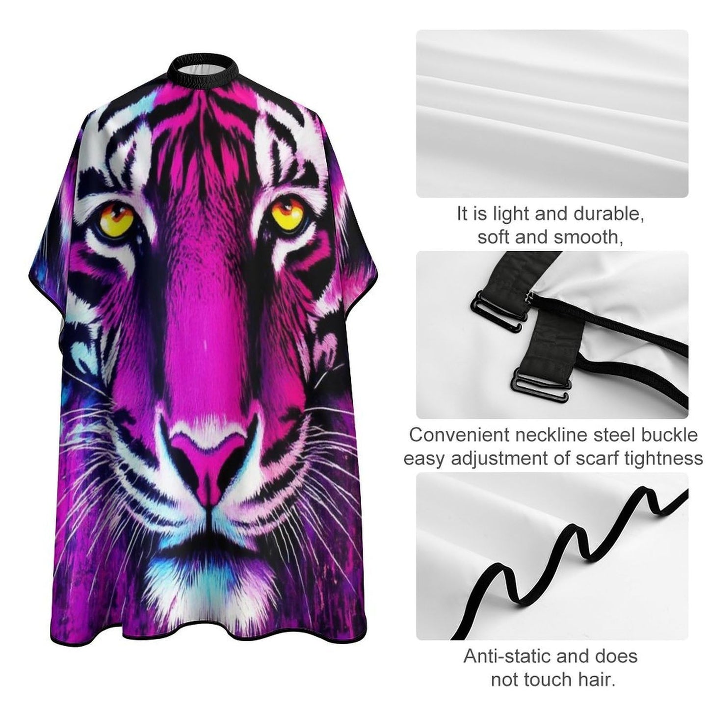 Fashion Hair Cutting Barber Cape, Professional Haircut Salon Cape for Men Women Colorful King of Tiger Purple Watercolor Art