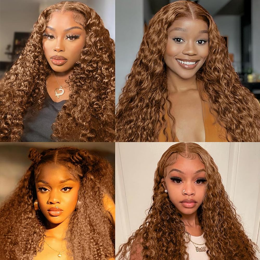 #30 Brown Bundles Human Hair Deep Wave Bundles 12 14 16 Inch Brown Deep Wave Bundle Unprocessed Brazilian Virgin Weave Hair 3 Bundle 50 Gram Per Bundle