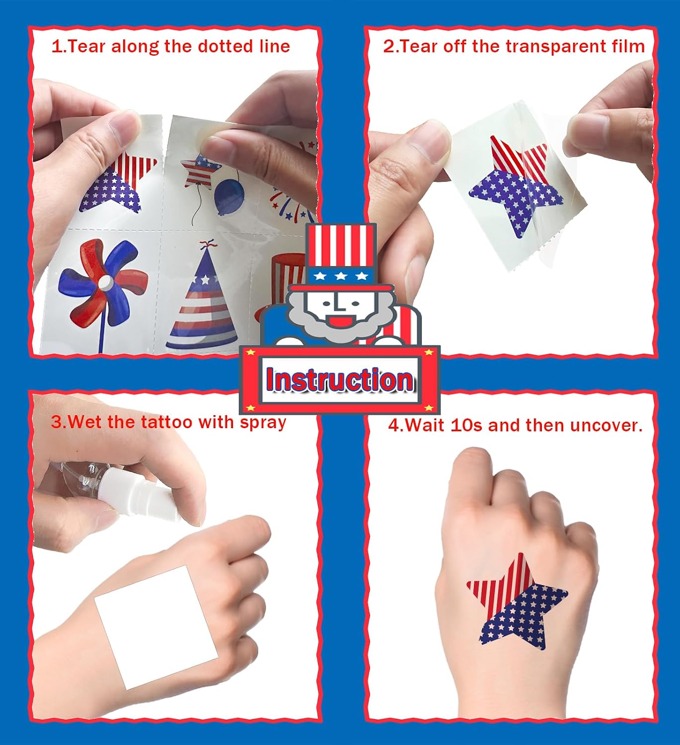 4th of July Outfits for Women - 120 PCS USA Flag Temporary Tattoos | Patriotic Fireworks & Eagle Designs
