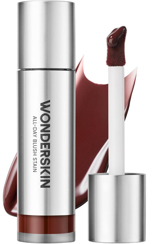 Wonderskin Liquid Blush Stain - Wonder Blading All-Day Blush Stain, Buildable Cocoa Red Cream Blush Tint for Cheeks, 12HR Transfer-Proof Natural Glowy Finish, Water-Resistant (Toasty)