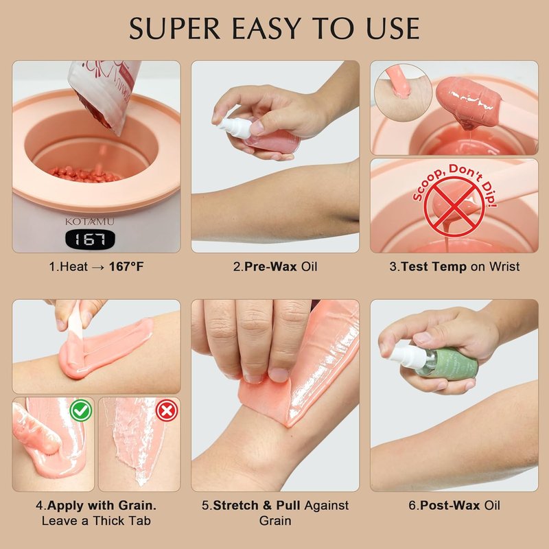 Waxing Kit for Hair Removal - Digital Wax Warmer with Silicone Pot | Ideal for Face, Eyebrows, Arms, Legs & Sensitive Skin