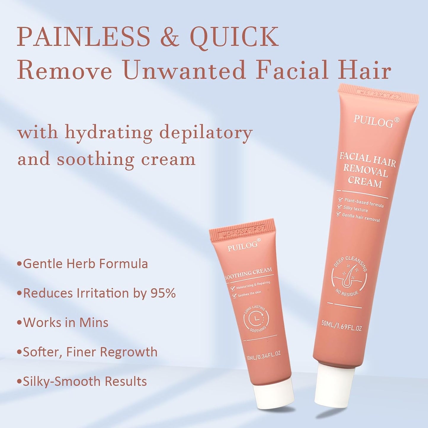 Facial Hair Removal Cream for Women - Calming Formula & Spatula | 2.37 fl. oz, Quick 4-Minute Hair Remover