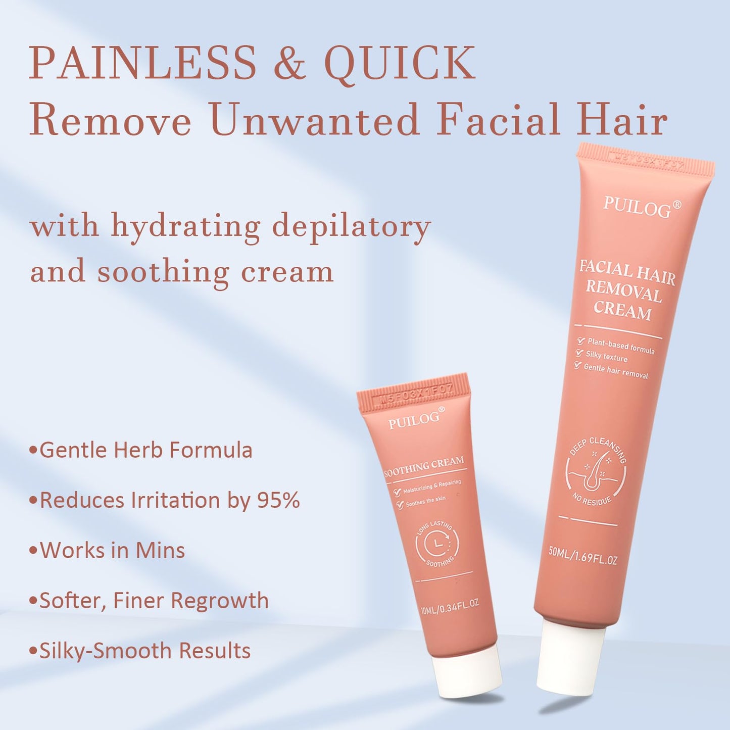 Facial Hair Removal Cream for Women with Calming Cream & Spatula, Depilatory Cream for Face, Flawless 4 Min Unwanted Face Body Pubic Hair Remover Cream At Home, 2.37 fl.oz