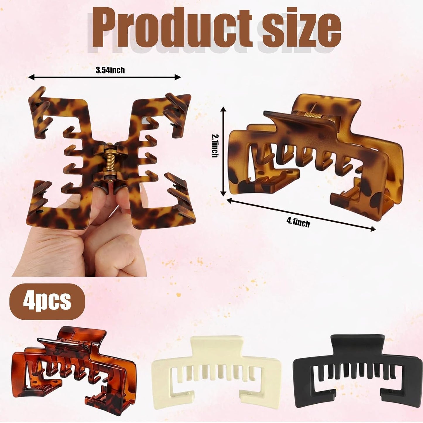 Hat-Friendly Claw Clips - 4 Piece Tortoise Shell Set for Women | Adjustable Non-Slip Hold for Baseball Caps & Trucker Hats