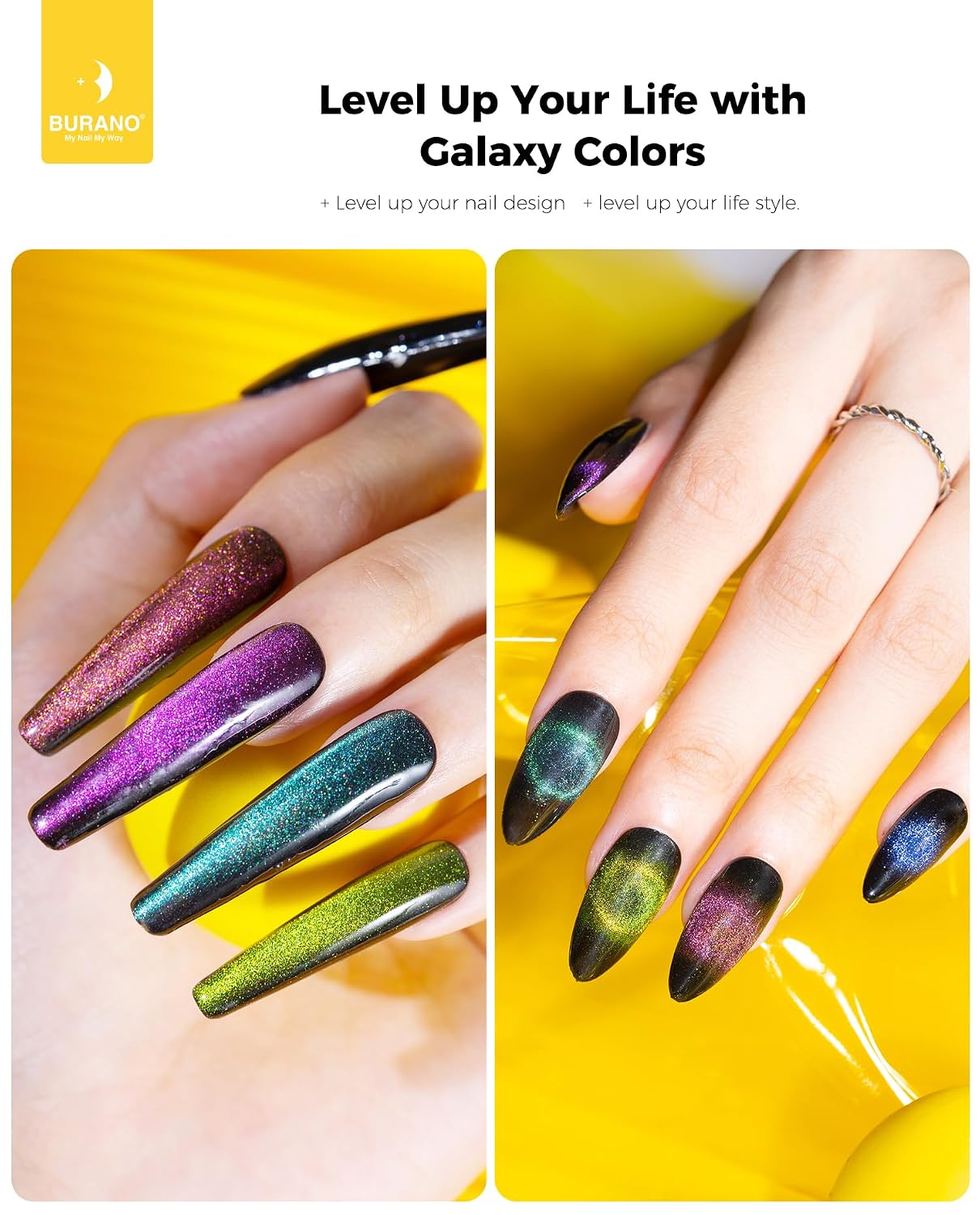 Magnetic Cat Eye Gel Nail Polish Set - 6 Pcs Holographic Glitter UV Polish | Reflective Laser Gel Kit for Salon & Home Use