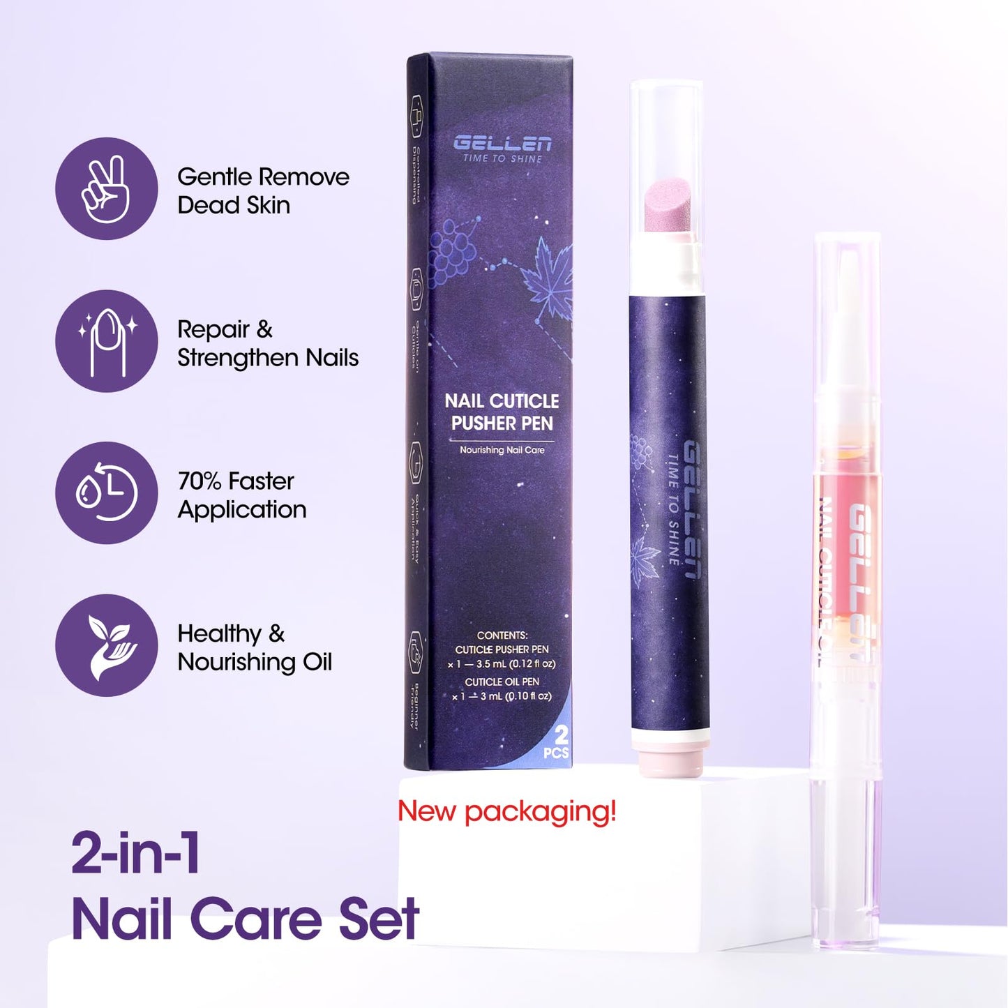 Gellen 2Pcs Ceramic Cuticle Oil Pusher Pen, Grape & Rose Scent