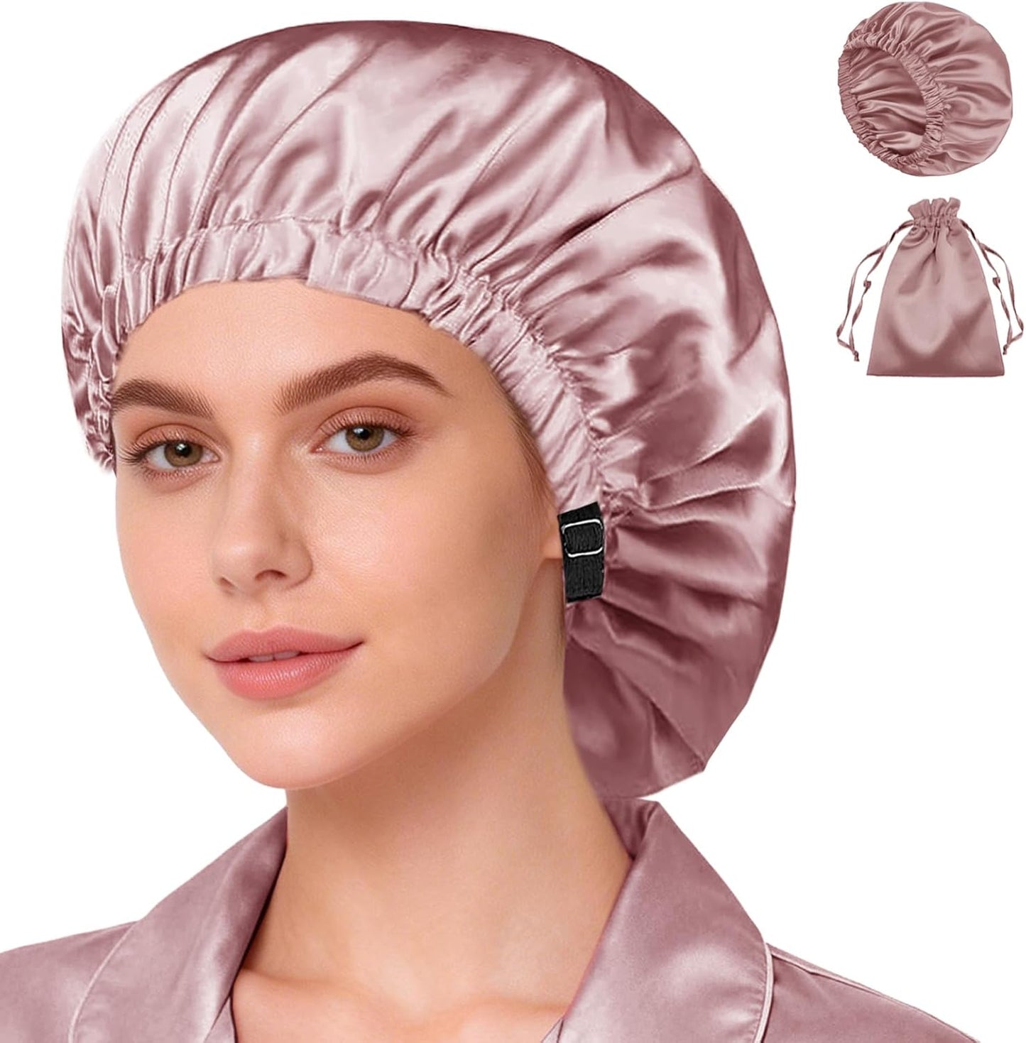Silk Satin Bonnet Set - Soft Sleep Caps for Curly Hair | 2-Pack, Women's Night Bonnets