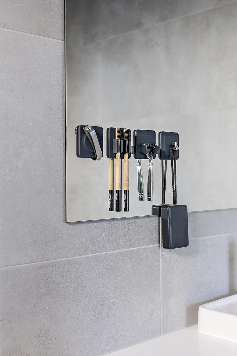 Tooletries 4-in-1 Tile Series - Silicone Toiletry Organizer with Secure Holders | Charcoal