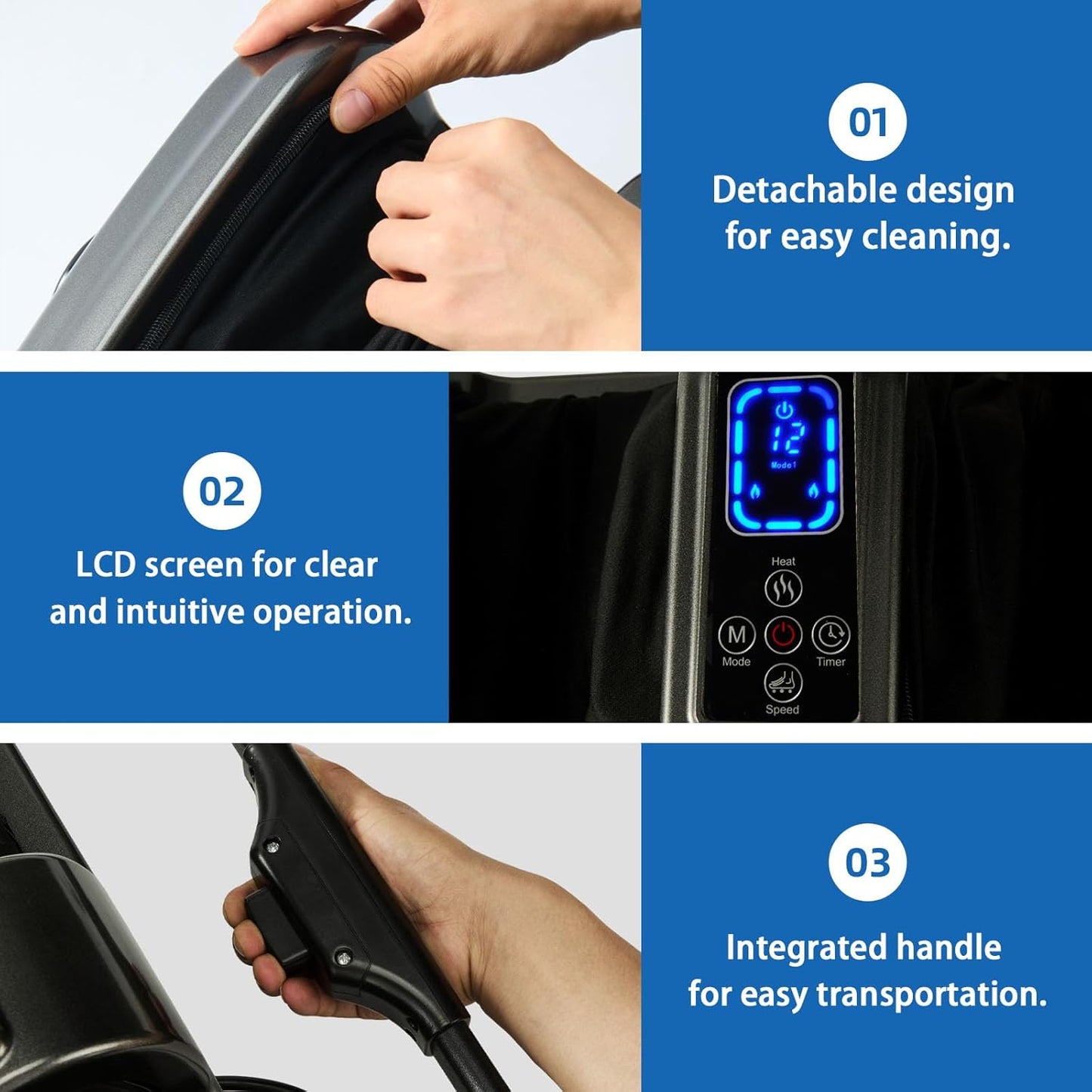 Deep Kneading Foot Massager with Heat - Electric Feet Relaxation Machine | Remote Control, Home & Office Use