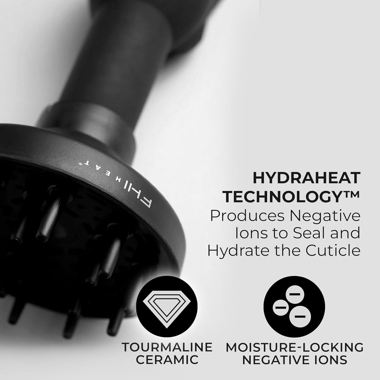 FHI Heat Hair Dryer - Handle-Less Negative Ion Blow Dryer for Frizz-Free Styles | Lightweight with Diffuser, Nozzle & Comb