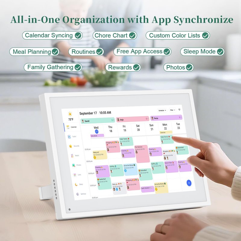 Digital Calendar,10.1 Inch Smart Electronic Calendar Family Planner,IPS HD Touch Screen Home Interactive with WiFi App Control,AI Meal Schedule, Duty Chart,Achievement Rewards-Share Photos,Videos and Sound Reminder,Gifts for Women Men Mom Dad,Desk Calenda