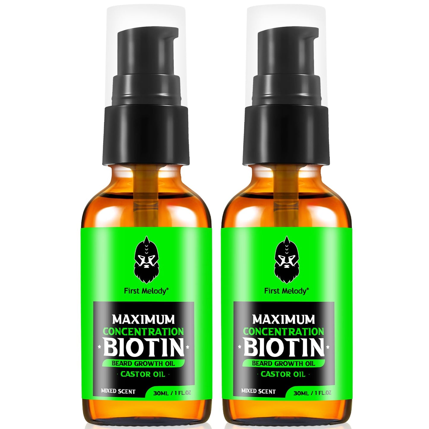 First Melody Beard Oil,Maximun Thickening Biotin, with Castor Oil and Argan & Jojoba Oils, Promotes Beard Growth, Styles, Strengthens & Softens Beards & Mustaches,1 Ounce*2（2 Pack）