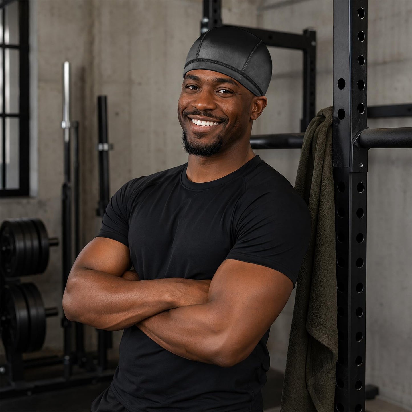 2PCS Silky Wave Caps for Men Waves, Good Compression Caps Over Durags for 360 Waves, Ideal Gifts for Farther's Day (Black+Gold)