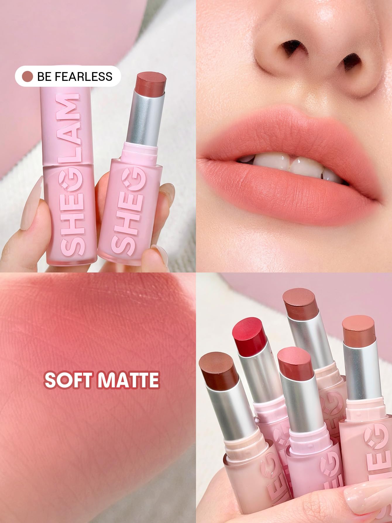 SHEGLAM Lip Veil Cushion Lightweight Lipstick Matte Soft High Pigmented Long-Lasting Lipstick-Be Fearless