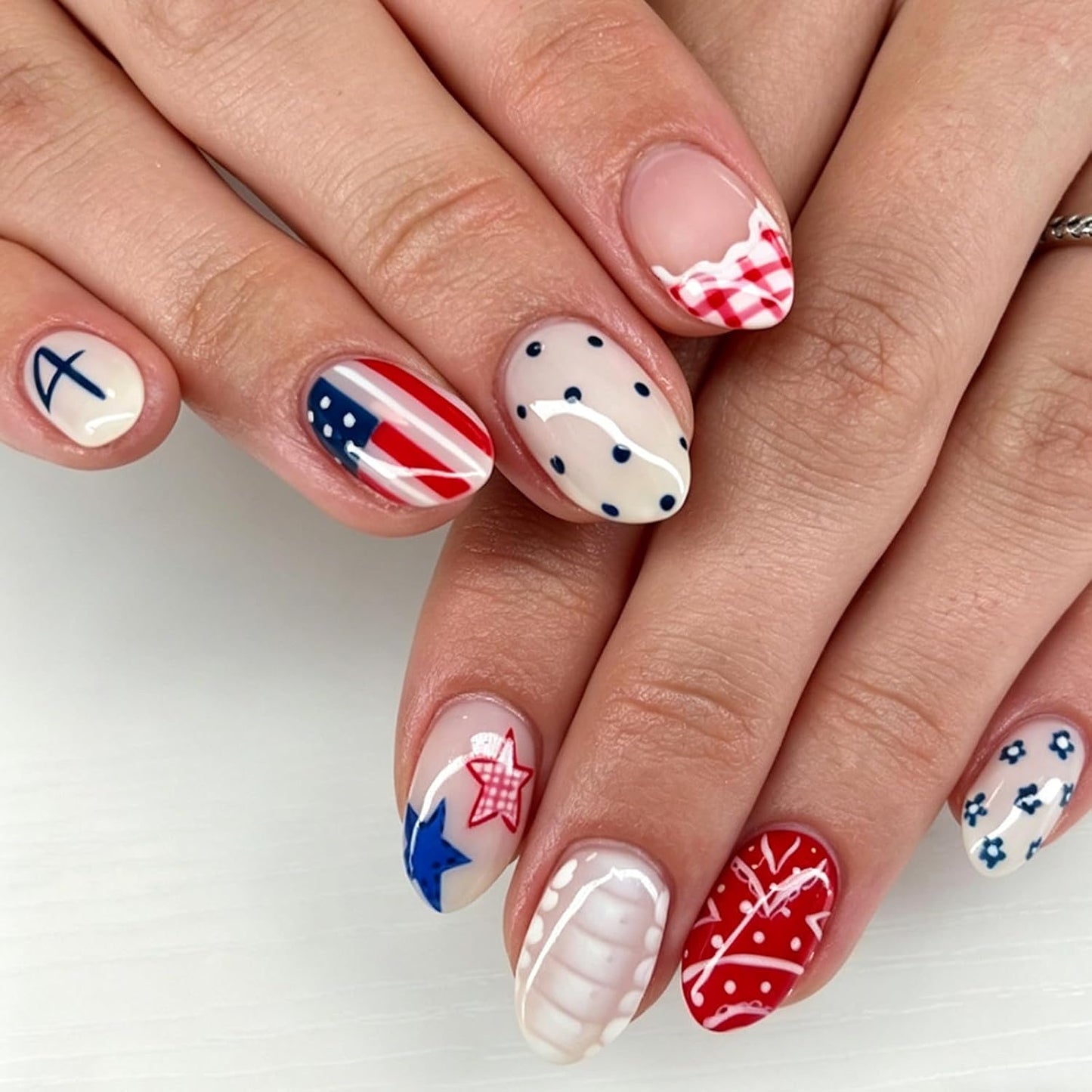 Medium Oval Press-On Nails - Glossy Summer Designs | Cute Orange, Reusable Full Cover Nails, 24 Pcs