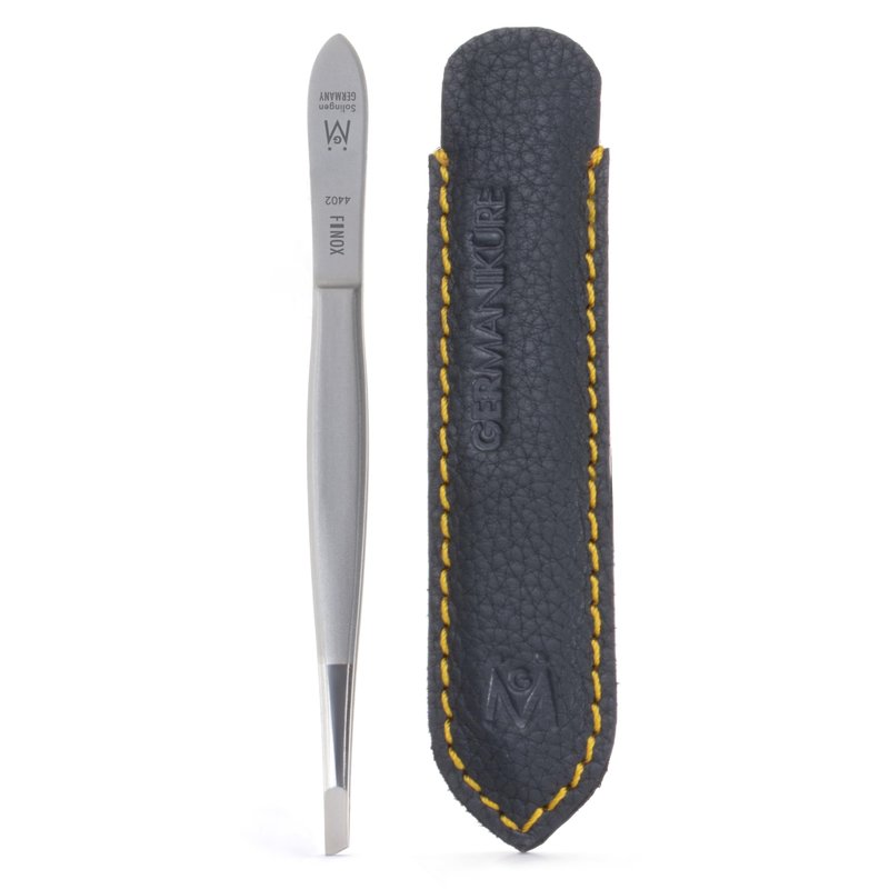 GERMANIKURE Slanted Tweezers in Leather Case - Made in Solingen Germany