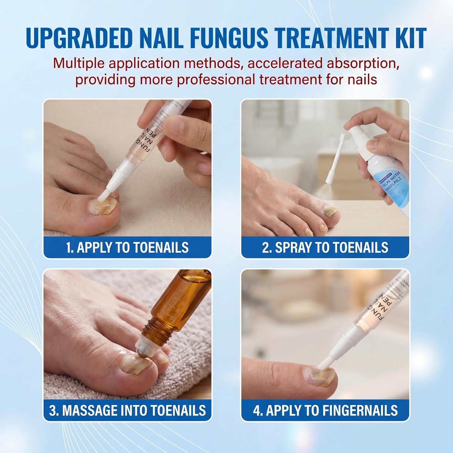 Toenail Fungus Treatment Spray - Extra Strength 25% Undecylenic Acid | 2-Pack with 50ml Solution & Pen