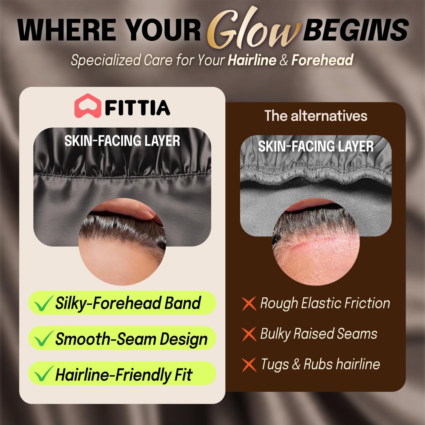 Fittia Silk Satin Large Bonnet Sleeping: Adjustable XL for Long Curly Braid Sleeping, Tie with Single-Layer Breathable