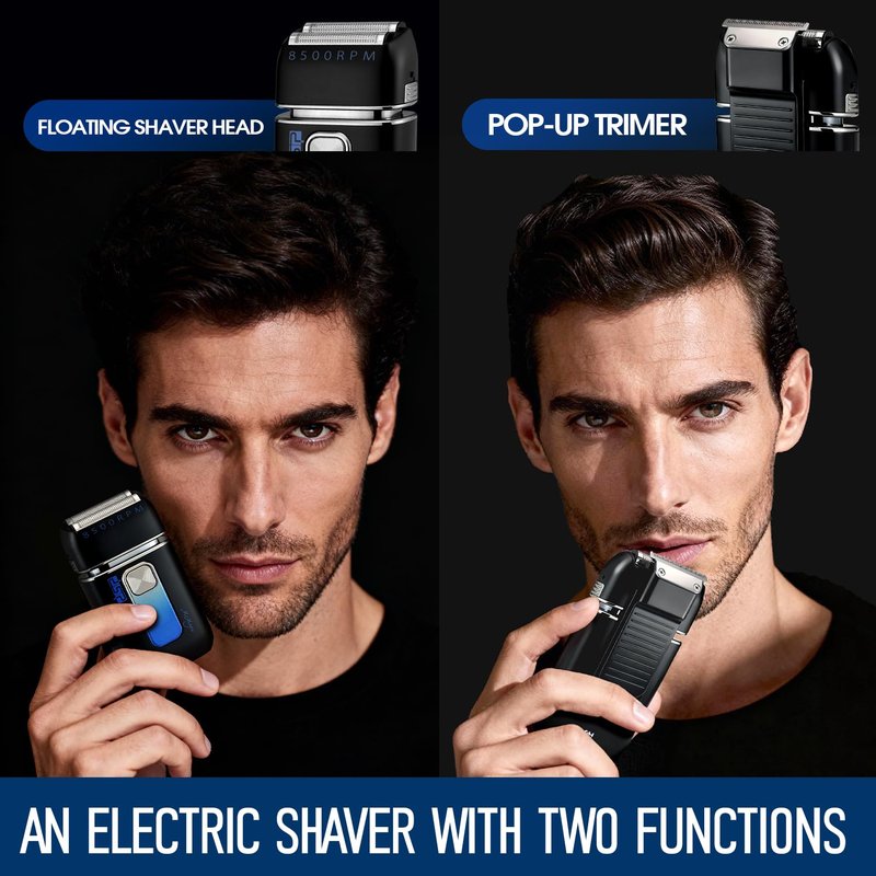 DSP Foil Shavers for Men, Electric Razors, Face Shaver with Pop Up Trimmer, Two-Speed Adjustable, Travel Lock, IPX6, Gift for Man