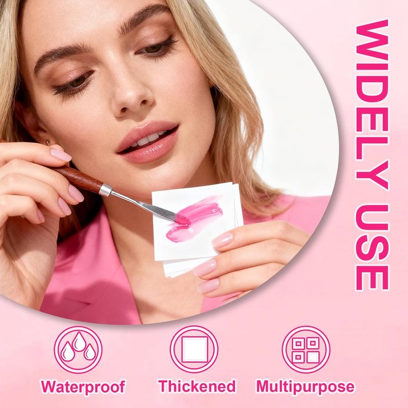 Disposable Nail Art Palette Paper - 100 Sheets Waterproof Double-Sided Mixing Palette with Stirring Rod for Gel Polish & Makeup | Perfect for Nail Art Supplies